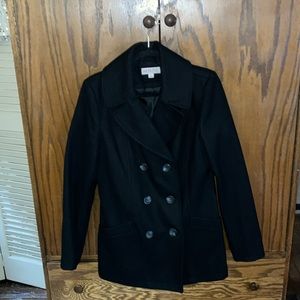 Women’s Black double-breasted wool Merona Peacoat Size M